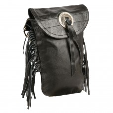 LEATHER BELT BAG W/ FRINGE & DOUBLE CLASPS