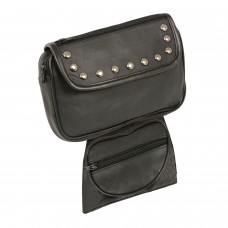 LEATHER MAGNETIC STUDDED DOUBLE POCKET TANK BAG