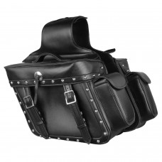 ZIP-OFF PVC STUDDED THROW OVER SADDLE BAG W/ BONUS SIDE POCKETS