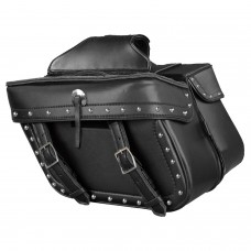 ZIP-OFF PVC STUDDED THROW OVER SADDLE BAG W/ DOUBLE STRAP FRONT