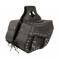 LARGE ZIP-OFF PVC STUDDED THROW OVER SADDLE BAG