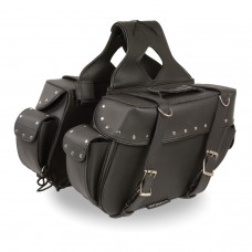 MEDIUM ZIP-OFF PVC THROW OVER RIVETED SADDLE BAG