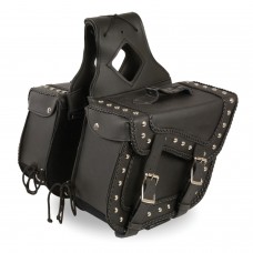 MEDIUM BRAIDED ZIP-OFF PVC THROW OVER SADDLE BAG W/ STUDS