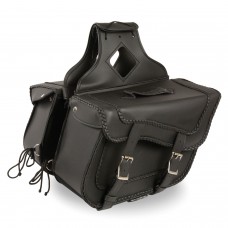 LARGE BRAIDED ZIP-OFF TWO BUCKLE PVC THROW OVER SADDLE BAG