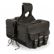 STRAIGHT DROP ZIP-OFF TRIPLE STRAP PVC THROW OVER SADDLE BAG