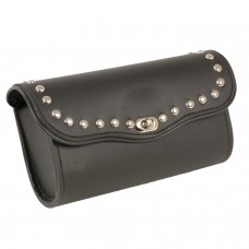 LARGE PVC STUDDED WINDSHIELD BAG W/ TURN CLASP