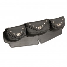 LARGE STUDDED TRIPLE POCKET WINDSHIELD MOUNT BAG W/ TURN CLASPS