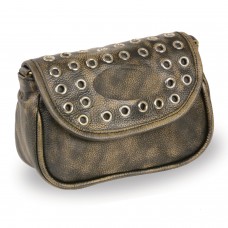 LADIES CHAIN STRAP LEATHER SHOULDER BAG W/ EYELETS