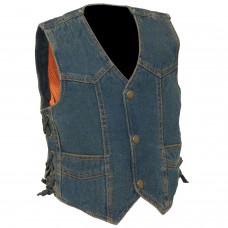 Kids Basic Denim Side Lace Four Snap Vest