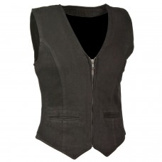 Ladies Zipper Front Denim Vest w/ Side Stretch