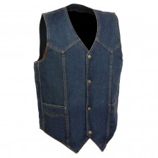 Men's Classic Snap Front Denim Biker Vest