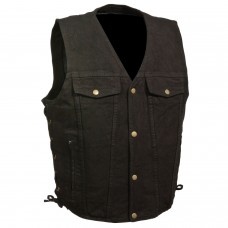 Men's Side Lace Denim Vest w/  Chest Pockets