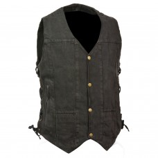 Men's 10 Pocket Side Lace Denim Vest