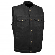 Men's Snap Front Denim Club Vest w/ Gun Pocket