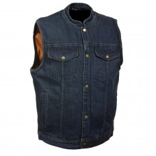 Men's Snap Front Denim Club Vest w/ Gun Pocket