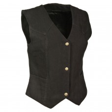 Ladies Plain Side 3 Snap Front Denim Vest