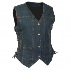 Women’s 6 Pocket Side Lace Denim Vest w/ Gun Pockets