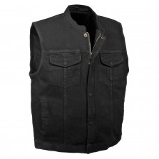 Men's Concealed Snap Denim Club Vest w/ Hidden Zipper