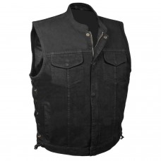 Men's Side Lace Denim Club Vest w/ Hidden Zipper