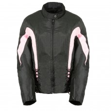 Ladies Pink Textile Jacket w/ Side Stretch & Lacing