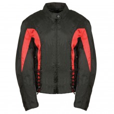 Ladies Red Textile Jacket w/ Side Stretch & Lacing