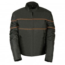 Men's Scooter Style Textile Jacket w/ Orange Stripes