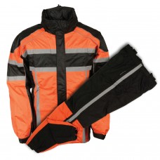 Men's Black & Orange Rain Suit Water Resitant w/ Reflective Tape