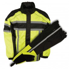 Men's Black & Neon Green Rain Suit Water Resitant w/ Reflective Tape