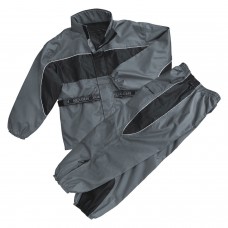 Men's Black & Gray Rain Suit Water Resitant w/ Reflective Piping