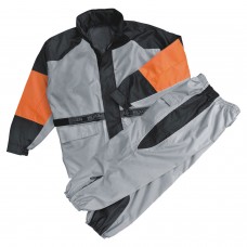 Men's Orange & Silver Rain Suit Water Resitant w/ Reflective Piping