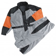 Ladies Orange & Silver Rain Suit Water Resitant w/ Reflective Piping