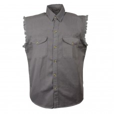 Men’s Gray Lightweight Sleeveless Denim Shirt