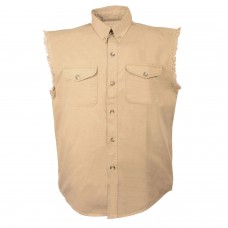 Men’s Beige Lightweight Sleeveless Denim Shirt