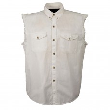 Men’s White Lightweight Sleeveless Denim Shirt