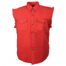 Men’s Red Lightweight Sleeveless Denim Shirt