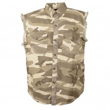 Men’s Sand Camo Lightweight Sleeveless Denim Shirt