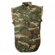 Men’s Jungle Camo Lightweight Sleeveless Denim Shirt