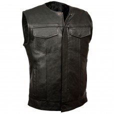 Men's Collarless Snap/Zip Front Club Vest