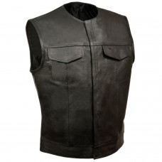 Men's Collarless Concealed Snap Club Vest