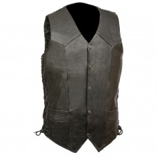 Men's Classic Side Lace Biker Vest - Tall