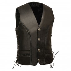 Men's Braided Side Lace Vest w/ Buffalo Snaps