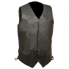 Men's Classic Side Lace Biker Vest - Tall