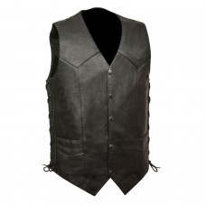 Men's Side Lace Biker Vest w/ Gun Pocket