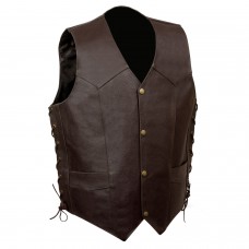 Men's Brown Side Lace Live to Ride Vest w/ Flying Eagle