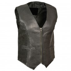 Ladies Zipper Front Braided Vest