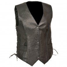 Ladies Snap Front Vest w/ Thin Braid