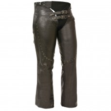 Ladies Low Rise Double Buckle Chap w/ Rivet Detailing