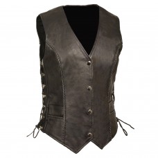 Ladies Snap Front Vest w/ Thin Braid