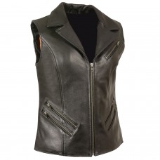 Ladies Long Zipper Front Vest w/ M/C Lapel Collar