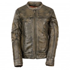 Women's Brown Distressed Scooter Jacket w/ Venting